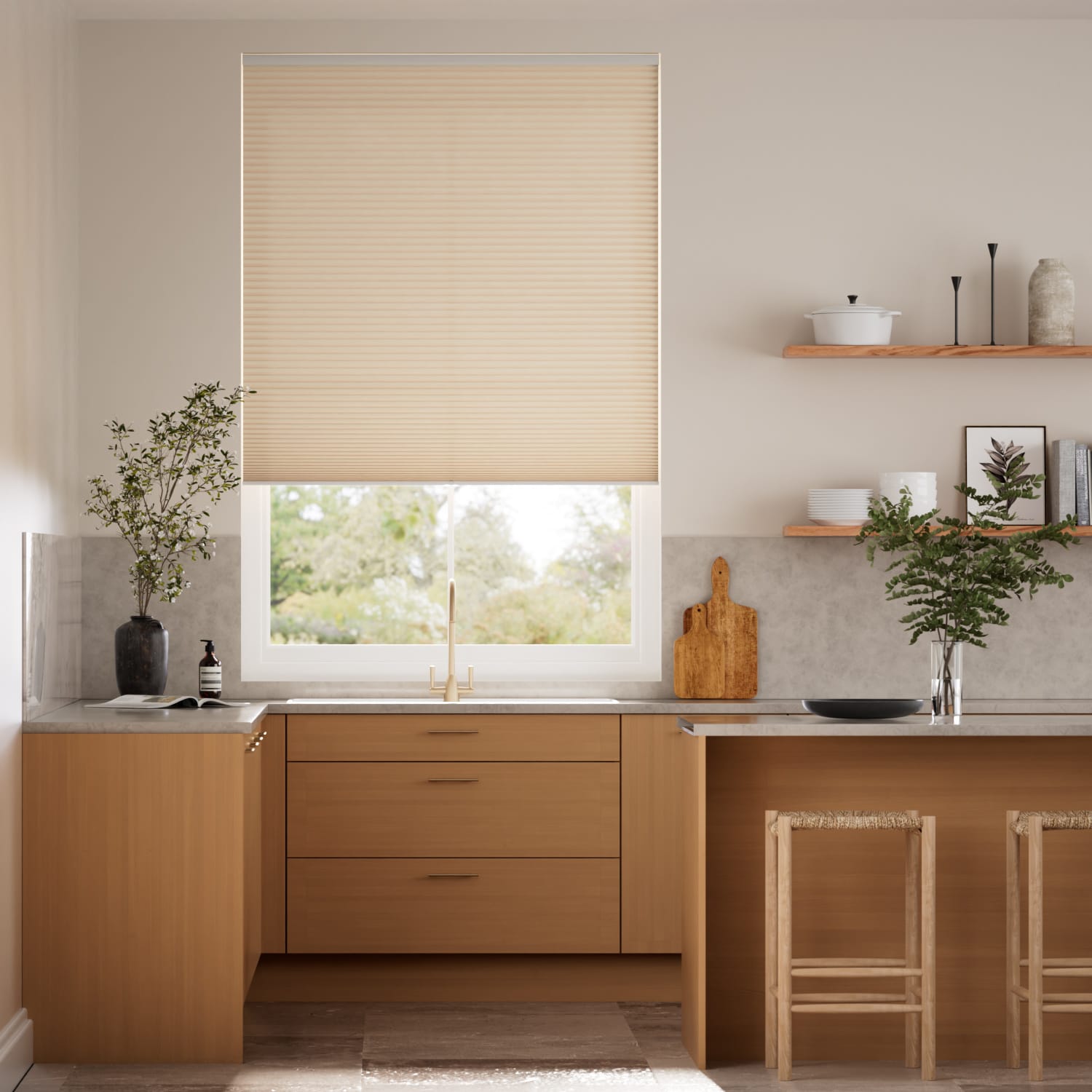 Colorized DuoLight Cordless Almond Thermal Blind 2172