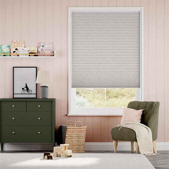 Colorized DuoShade Cordless Strie Soft Grey Thermal Blind 2217