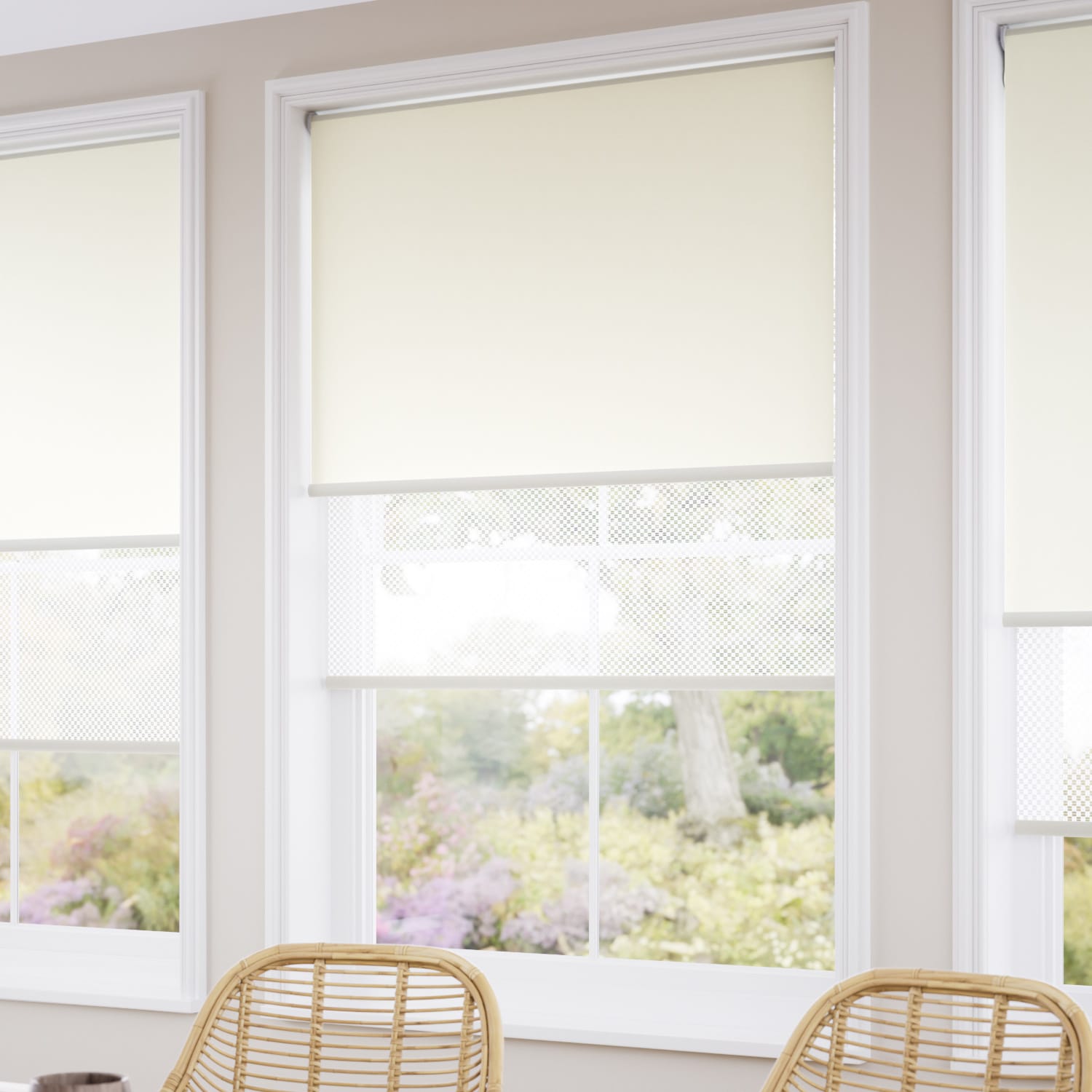 ColorizedZoom Umbra Linen White Double Roller Blind