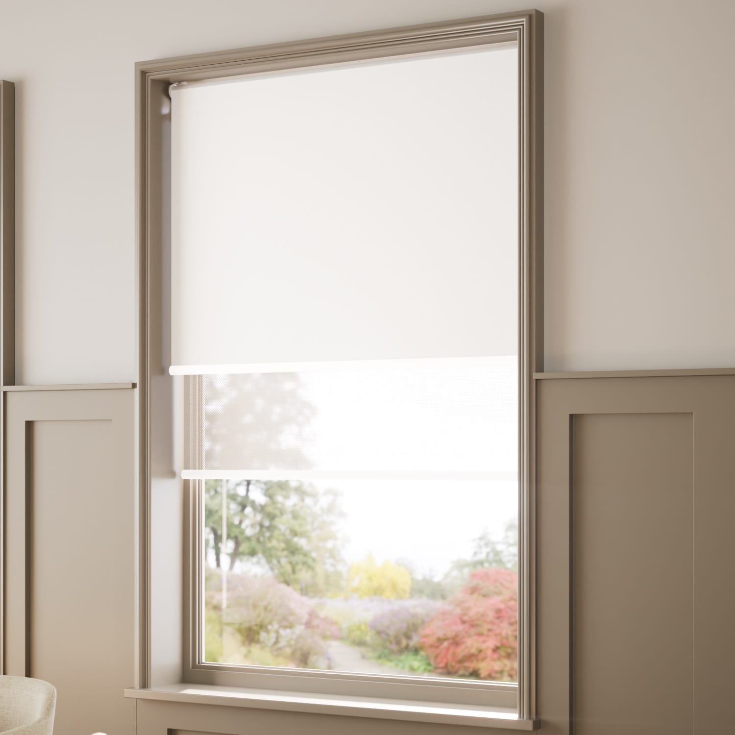 ColorizedZoom Umbra Milk White Double Roller Blind 2334