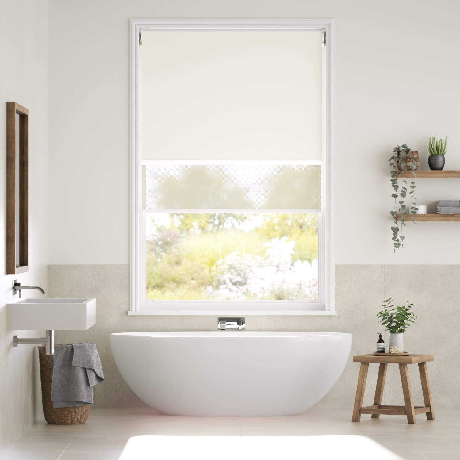 Colorized Atom Vanilla Double Roller Blind