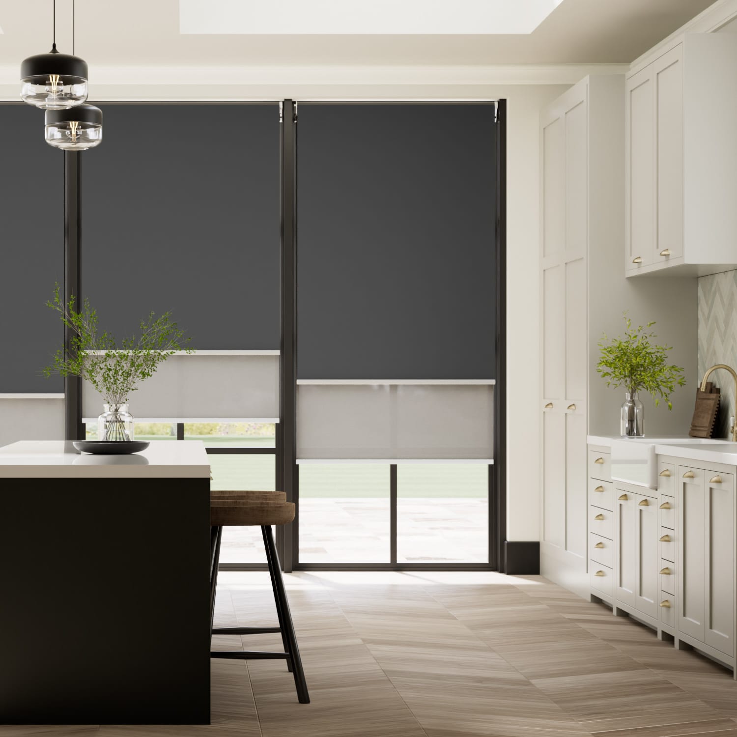 Colorized Atom Iron Grey Double Roller Blind