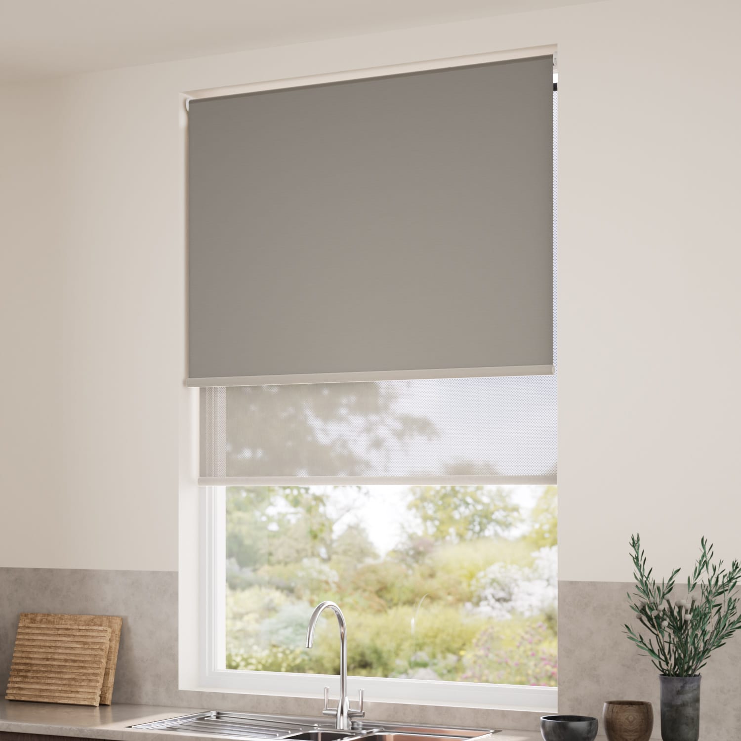 ColorizedZoom Atom Pebble Double Roller Blind