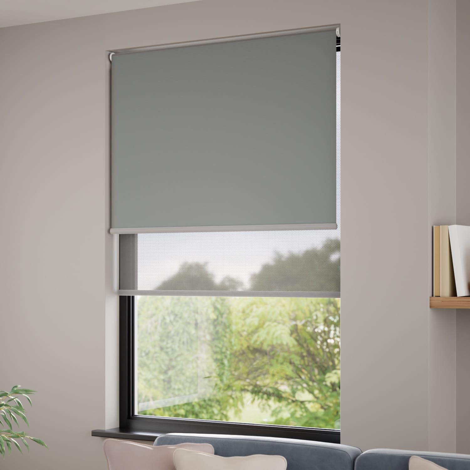 ColorizedZoom Atom Mid Grey Double Roller Blind 2348