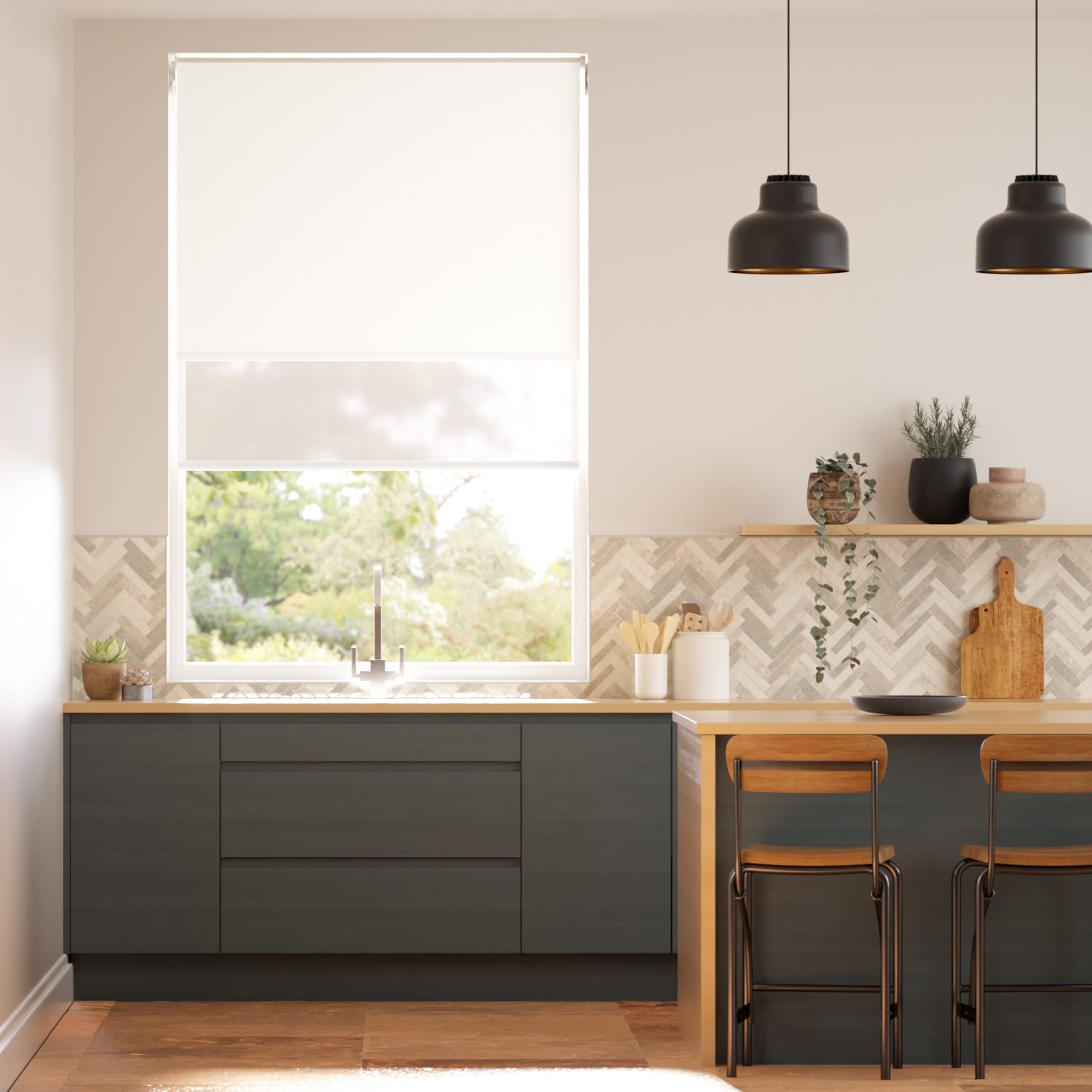 Colorized Atom Ivory Double Roller Blind 2346