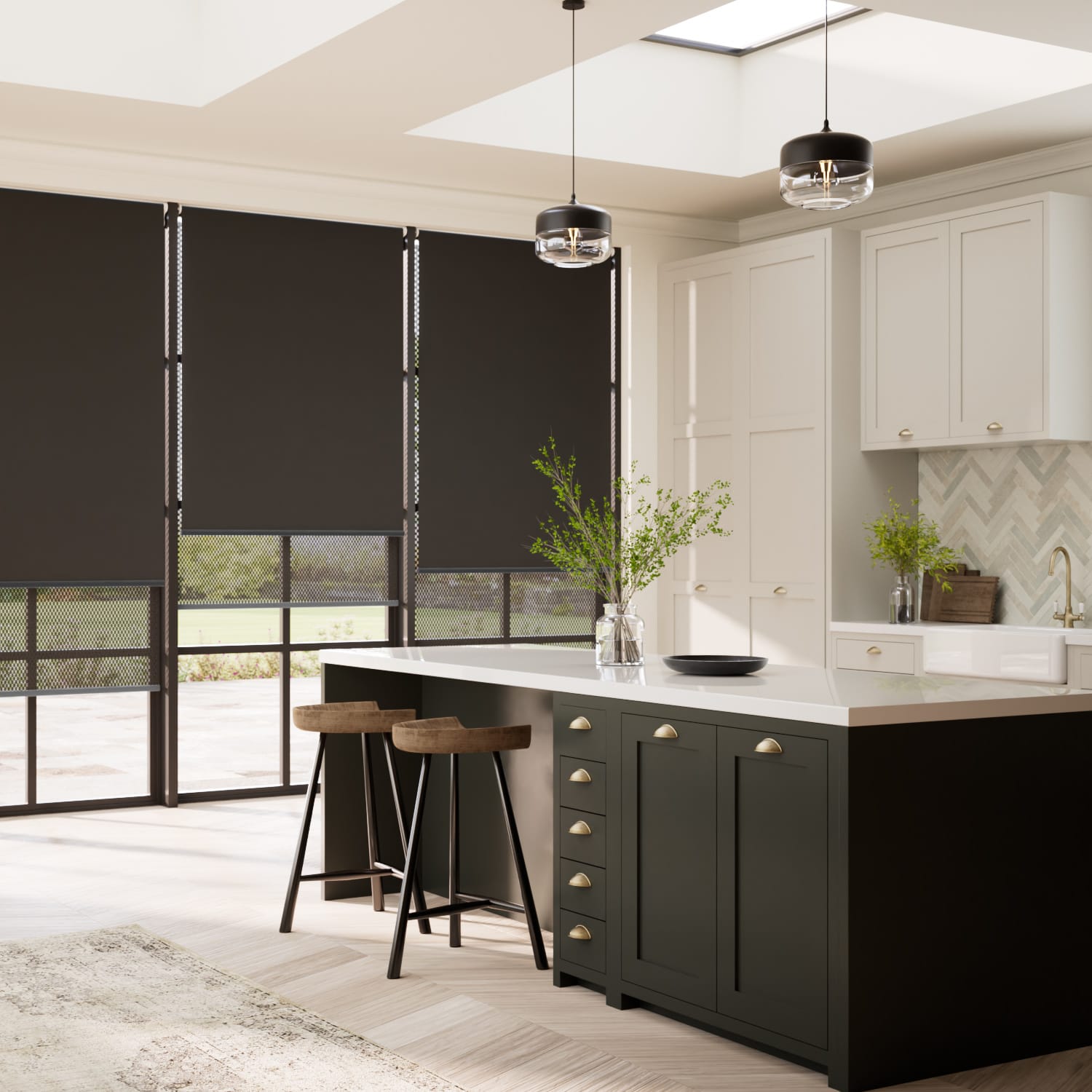 ColorizedZoom Eros Charcoal Double Roller Blind 2354