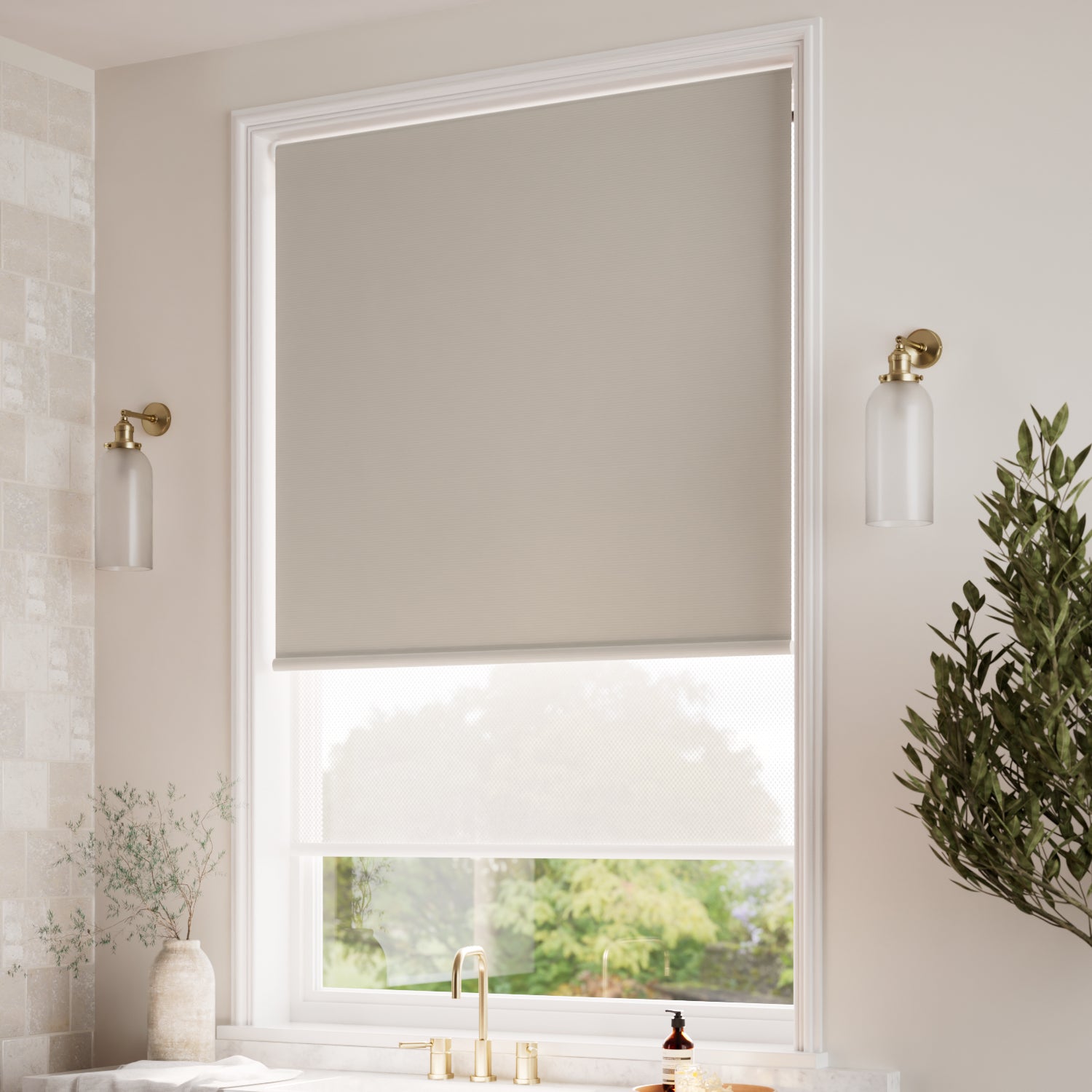 ColorizedZoom Electric Atom Fossil  Double Roller Blind 2398