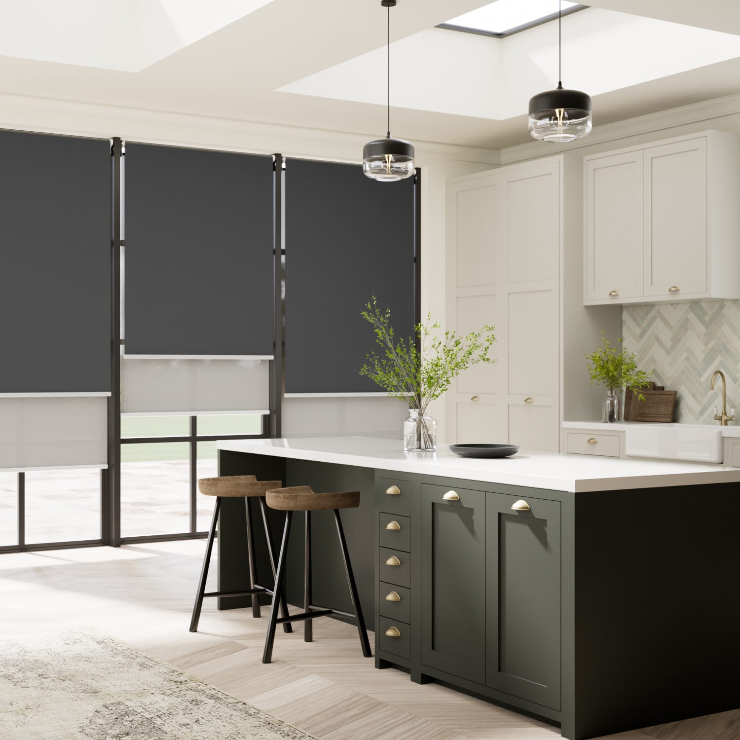 ColorizedZoom Electric Atom Iron Grey Double Roller Blind 2405
