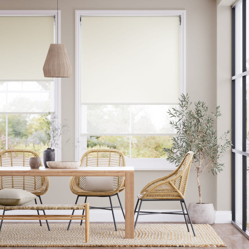 Colorized Electric Umbra Linen White Double Roller Blind 2415