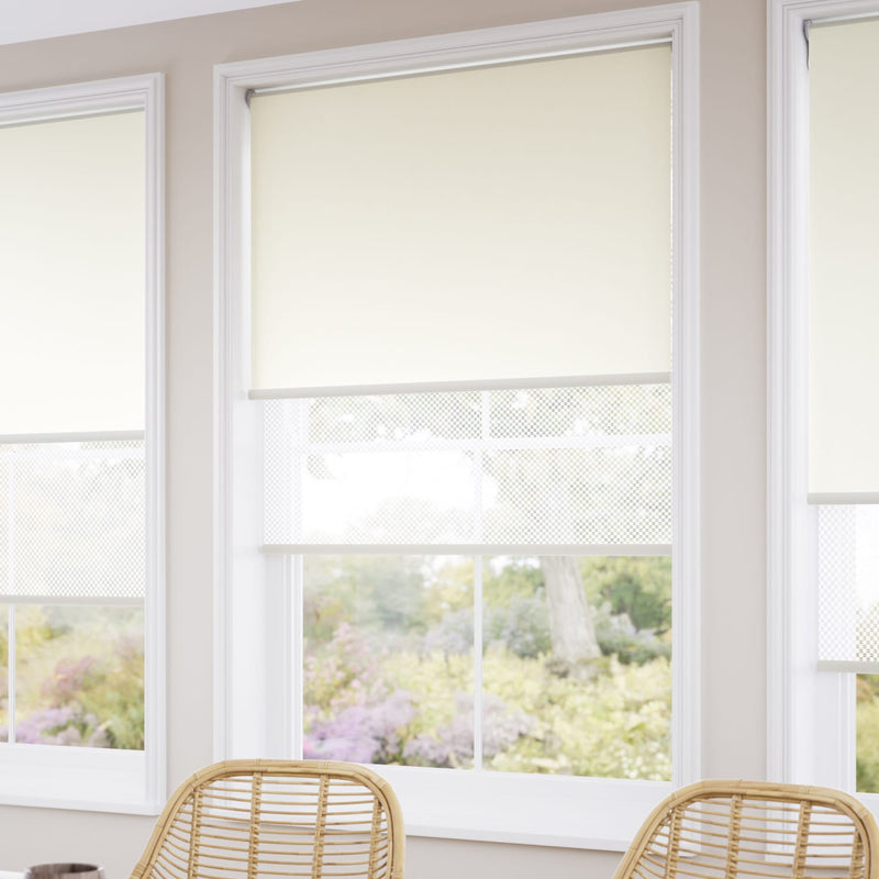 ColorizedZoom Electric Umbra Linen White Double Roller Blind 2415