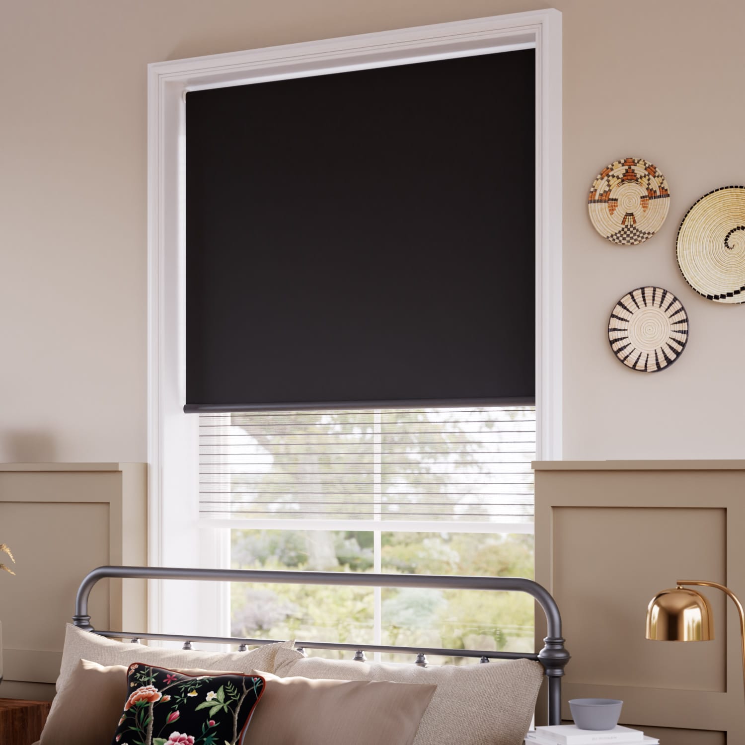 ColorizedZoom Alia Pitch Black Double Roller Blind 2434