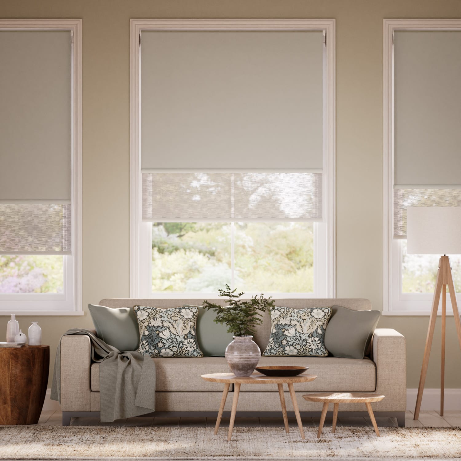 Colorized Electric Alia Pumice Double Roller Blind 2447