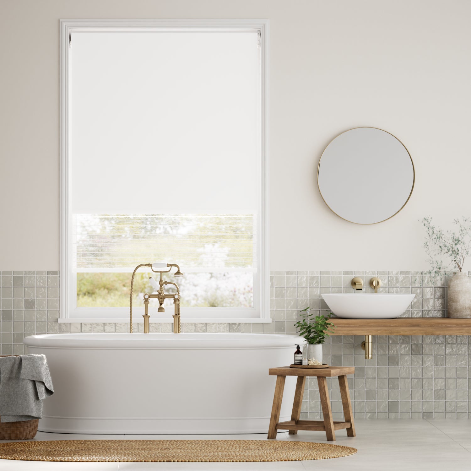 Colorized Electric Alia Chalk Double Roller Blind 2442