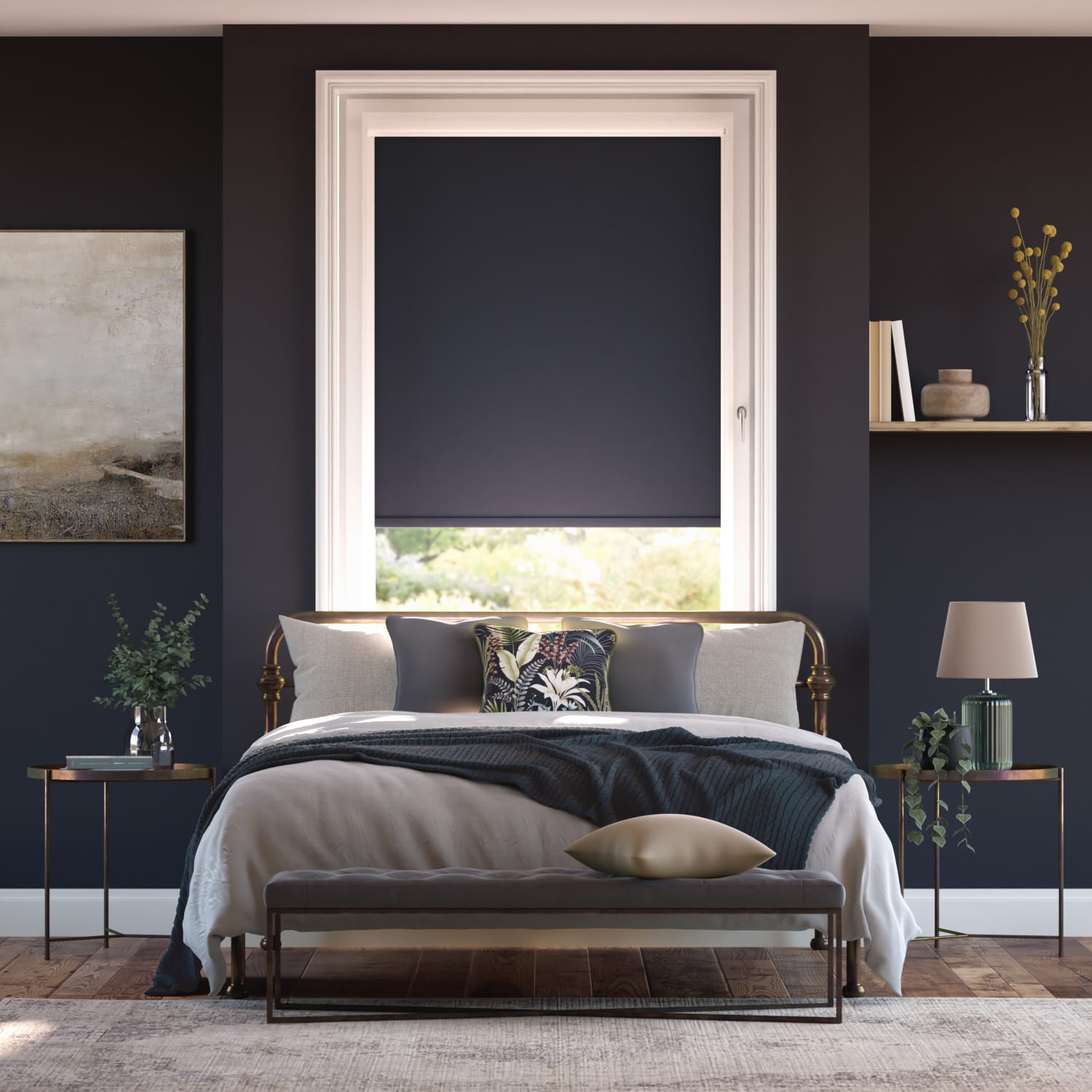 Colorized PerfectFIT Toulouse Blackout Indigo Roller Blind 2588