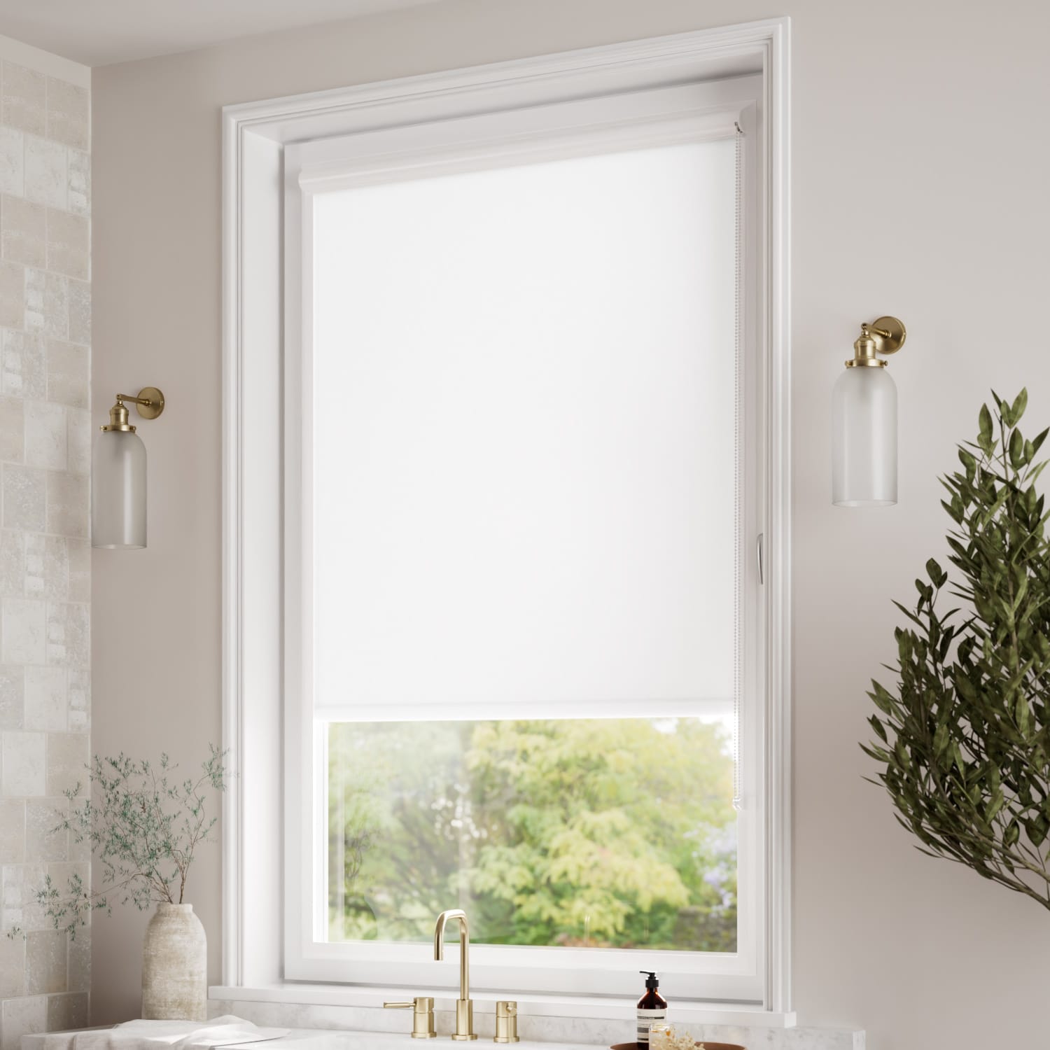 ColorizedZoom PerfectFIT Sorrento Blackout All White Roller Blind 2593