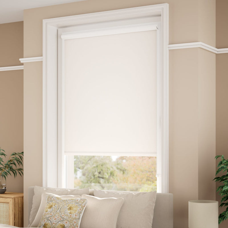 ColorizedZoom PerfectFIT Sorrento Blackout Seashell White Roller Blind 2598