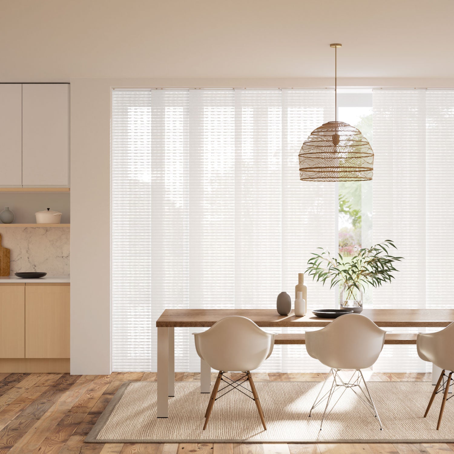 Colorized Belize Natural White Panel Blind 2707
