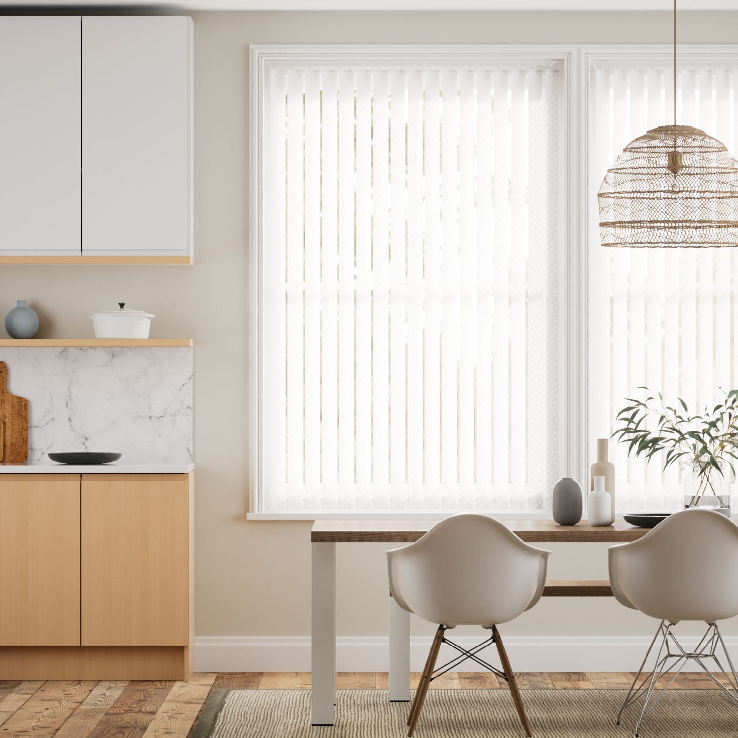 Colorized Herringbone White Vertical Blind 2890