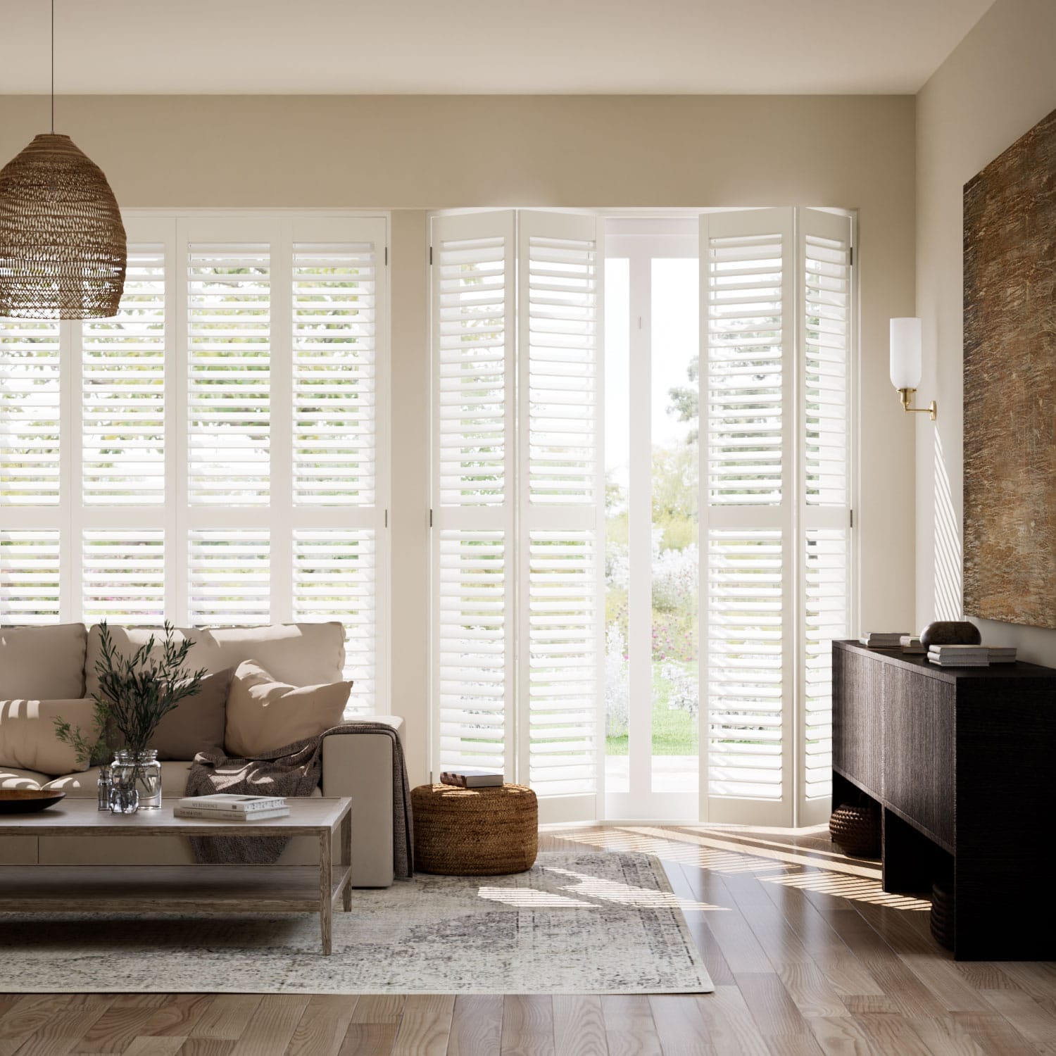 Colorized San Jose Warm White Shutter Blinds 3057