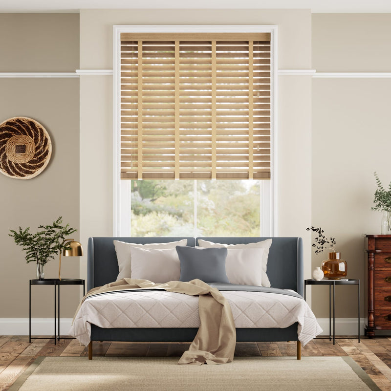 Colorized Metropolitan Classic Oak & Buff Wooden Blind - 50mm Slat