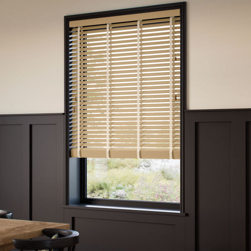 ColorizedZoom Metropolitan Classic Oak & Oatmeal Wooden Blind - 50mm Slat