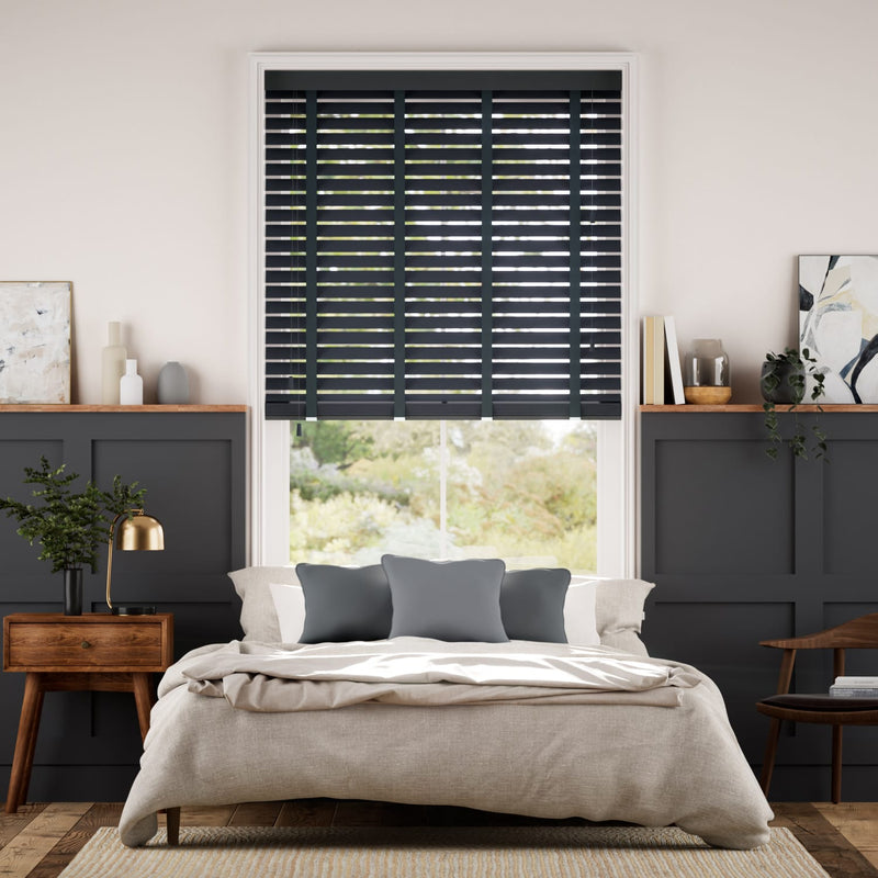 Colorized Metropolitan Dark Slate & Raven Wooden Blind - 50mm Slat 3103