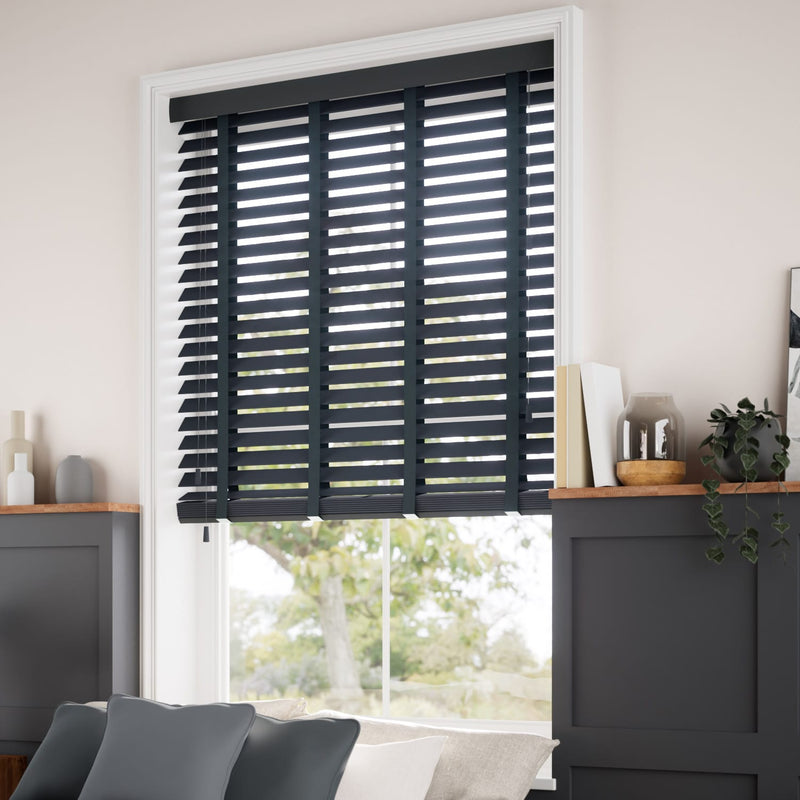 ColorizedZoom Metropolitan Dark Slate & Raven Wooden Blind - 50mm Slat 3103