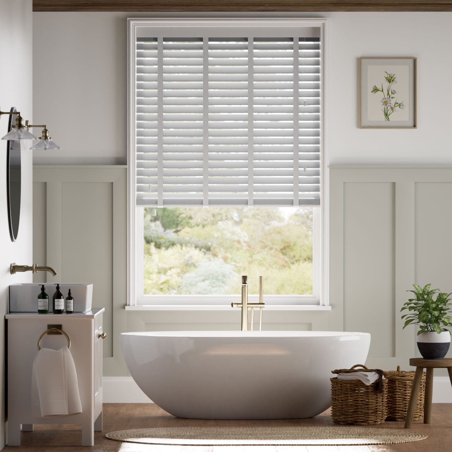Colorized Metropolitan Iron & Cool Grey Wooden Blind - 50mm Slat 3104