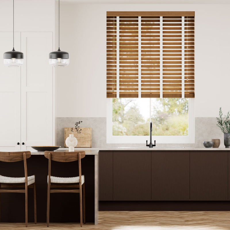 Colorized Metropolitan Maple & Parchment Wooden Blind - 50mm Slat