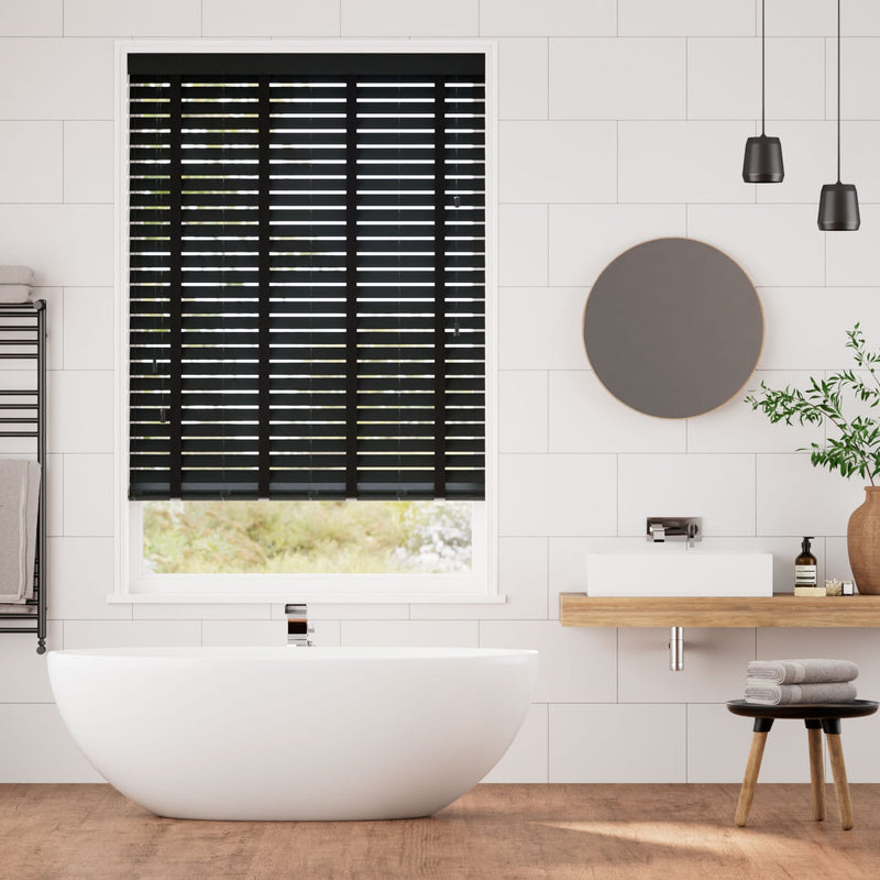 Colorized Metropolitan Midnight & Onyx Wooden Blind - 50mm Slat