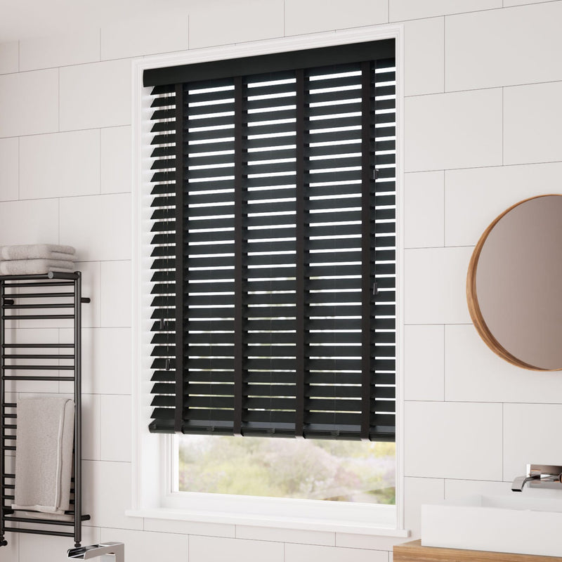 ColorizedZoom Metropolitan Midnight & Onyx Wooden Blind - 50mm Slat