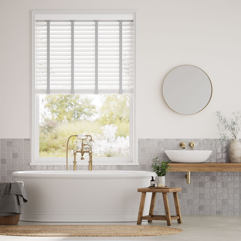 Colorized Metropolitan Snow & Stone Wooden Blind - 50mm Slat 3112
