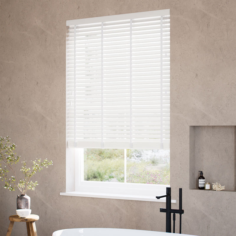 ColorizedZoom Metropolitan Soft Gloss White & Snow Wooden Blind - 50mm Slat 3114