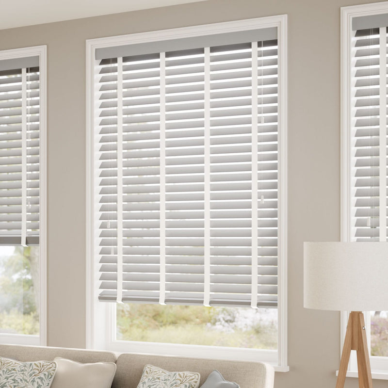ColorizedZoom Metropolitan Thunder Grey & Parchment Wooden Blind - 50mm Slat 3115