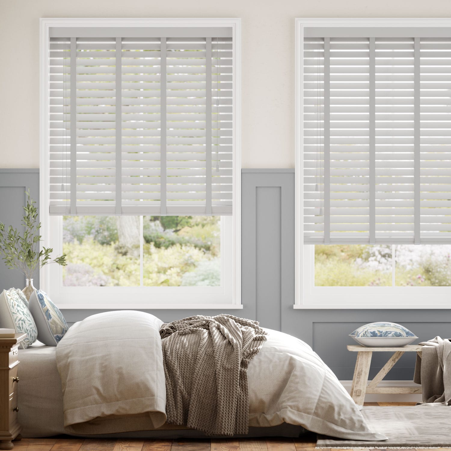 Colorized Metropolitan Thunder Grey & Stone Wooden Blind - 50mm Slat 3116