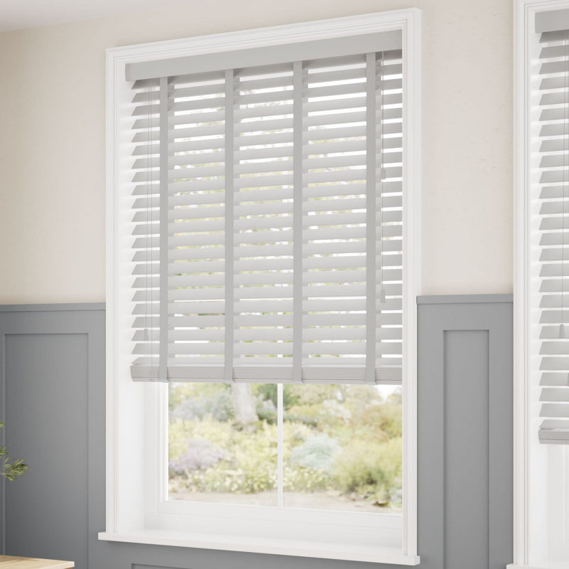 ColorizedZoom Metropolitan Thunder Grey & Stone Wooden Blind - 50mm Slat 3116