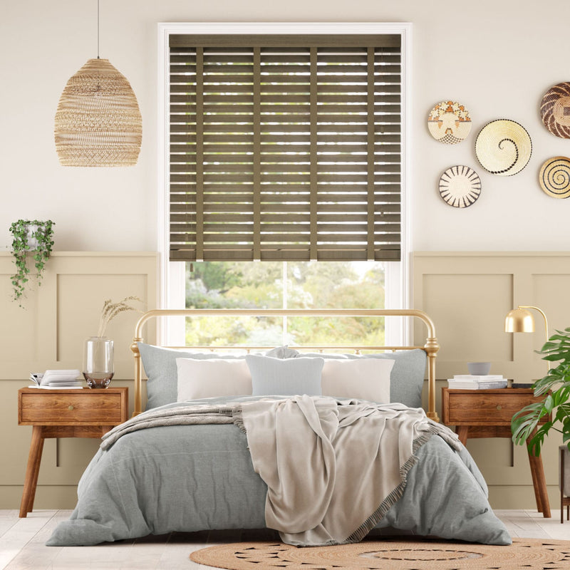 Colorized Metropolitan Wenge & Dark Taupe Wooden Blind - 50mm Slat