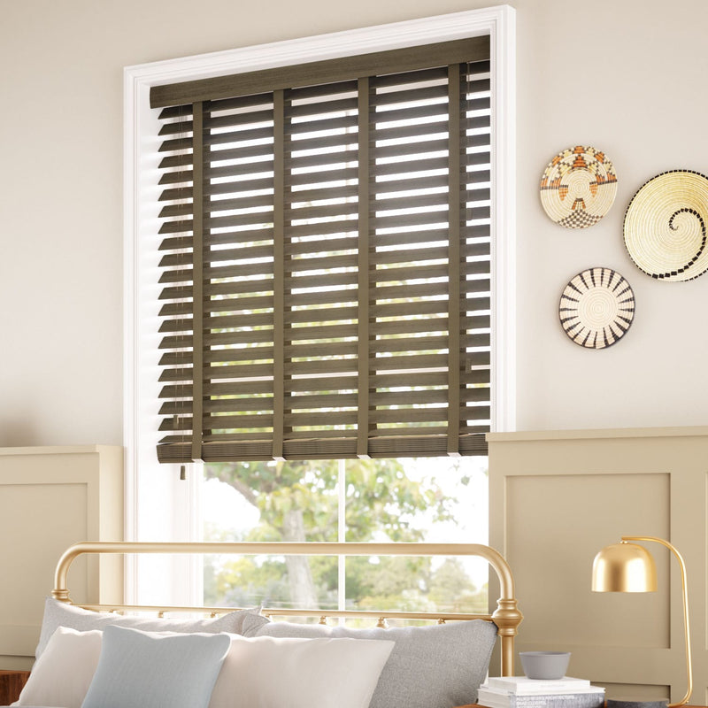 ColorizedZoom Metropolitan Wenge & Dark Taupe Wooden Blind - 50mm Slat