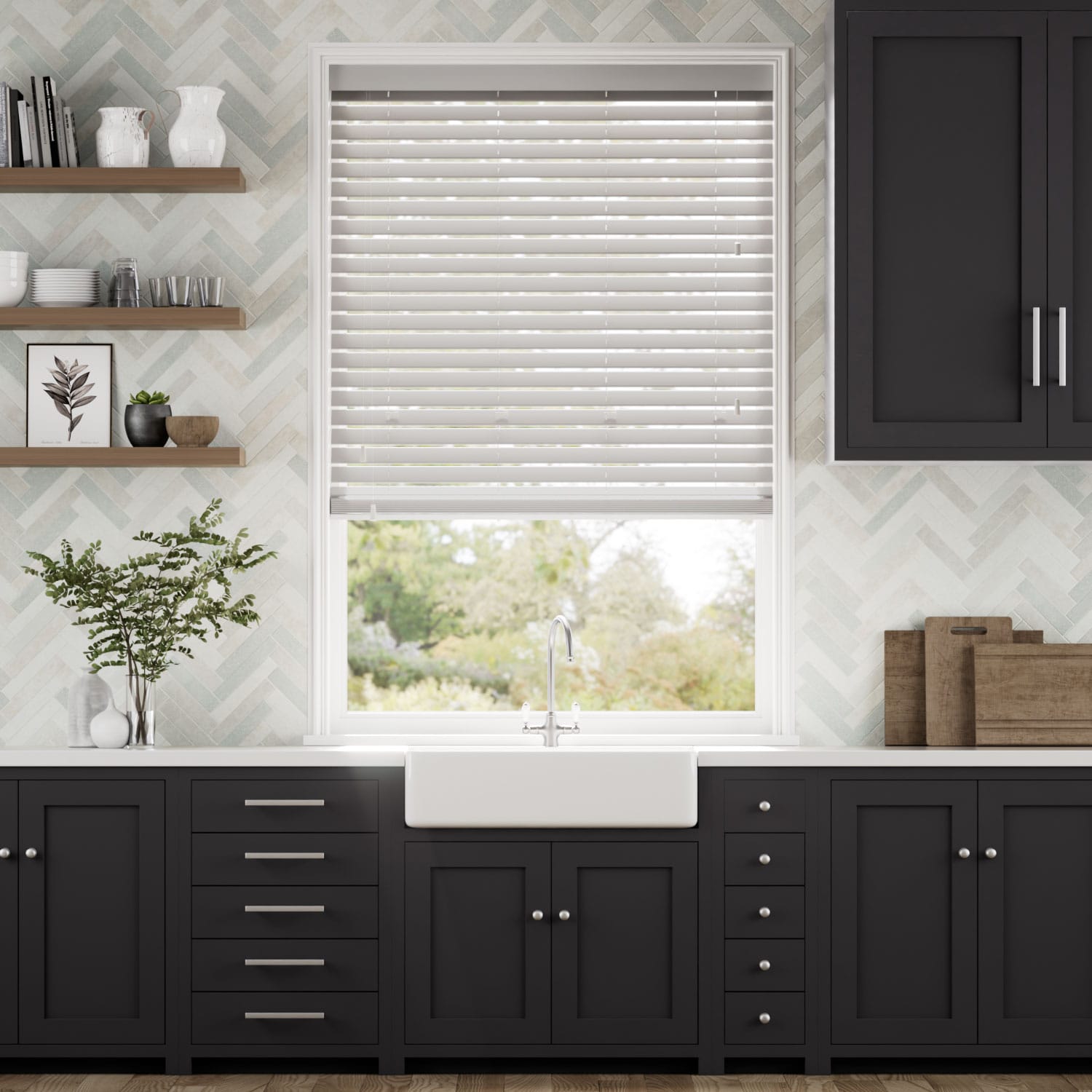 Colorized Metropolitan Thunder Grey Wooden Blind - 50mm Slat 3134