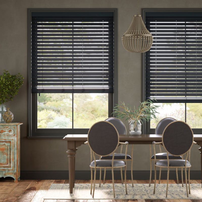 Colorized Metropolitan Dark Slate Wooden Blind - 50mm Slat 3130