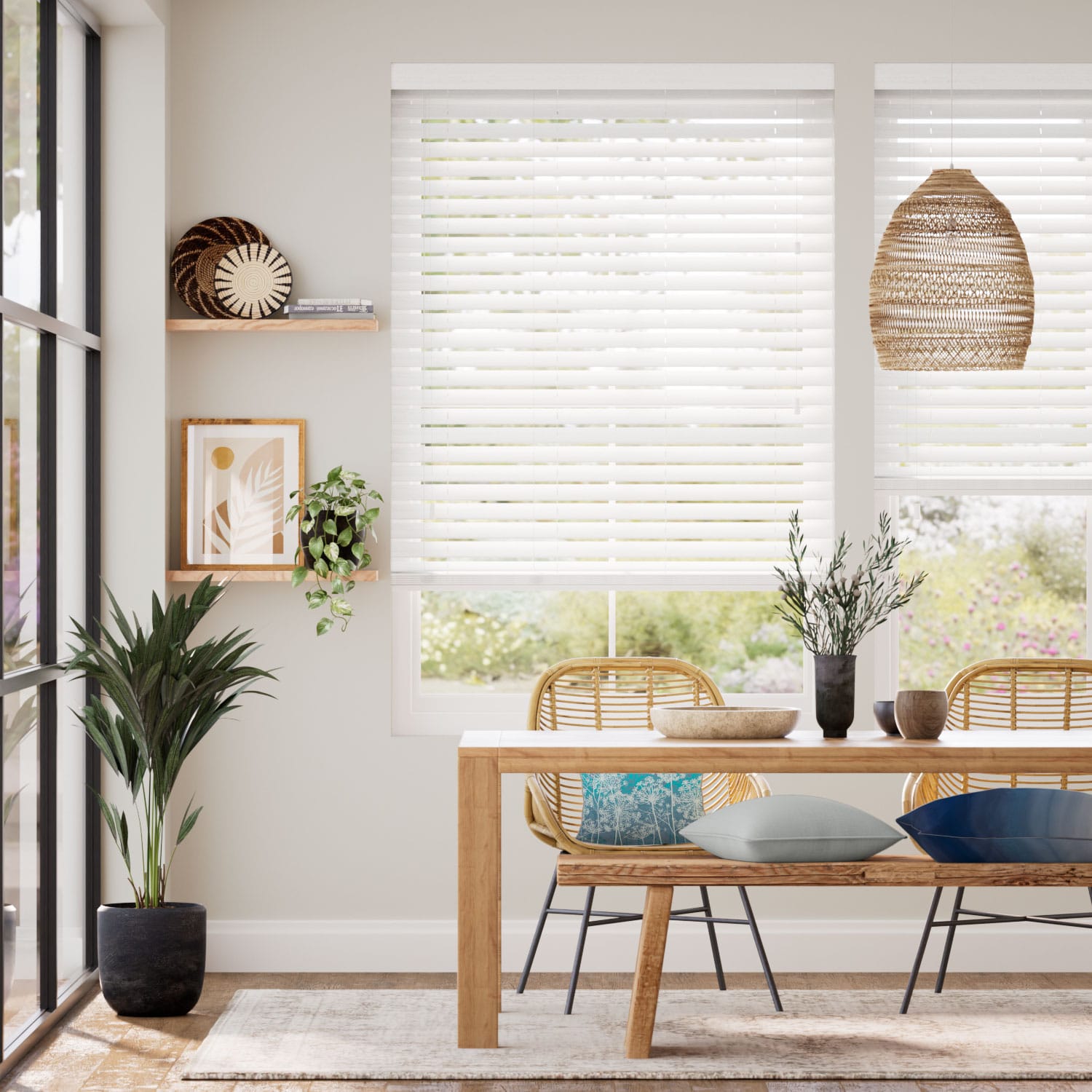 Colorized Arctic White Faux Wood Blind - 50mm Slat