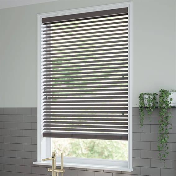 ColorizedZoom Steeple Grey Faux Wood Blind - 50mm Slat 3172