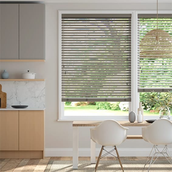 Colorized Cobblestone Grey Faux Wood Blind - 50mm Slat 3167