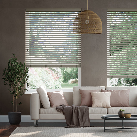 Colorized Pebble Grey Faux Wood Blind - 50mm Slat 3171