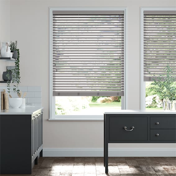Colorized Harbour Grey Faux Wood Blind - 50mm Slat 3170