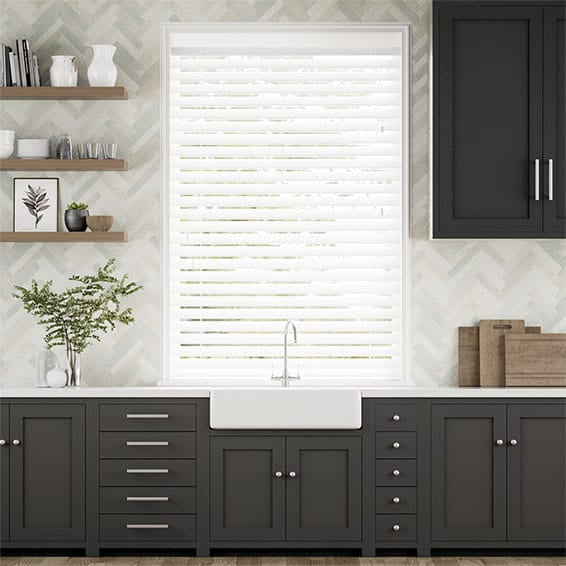 Colorized Pristine White Faux Wood Blind  - 50mm Slat 3159