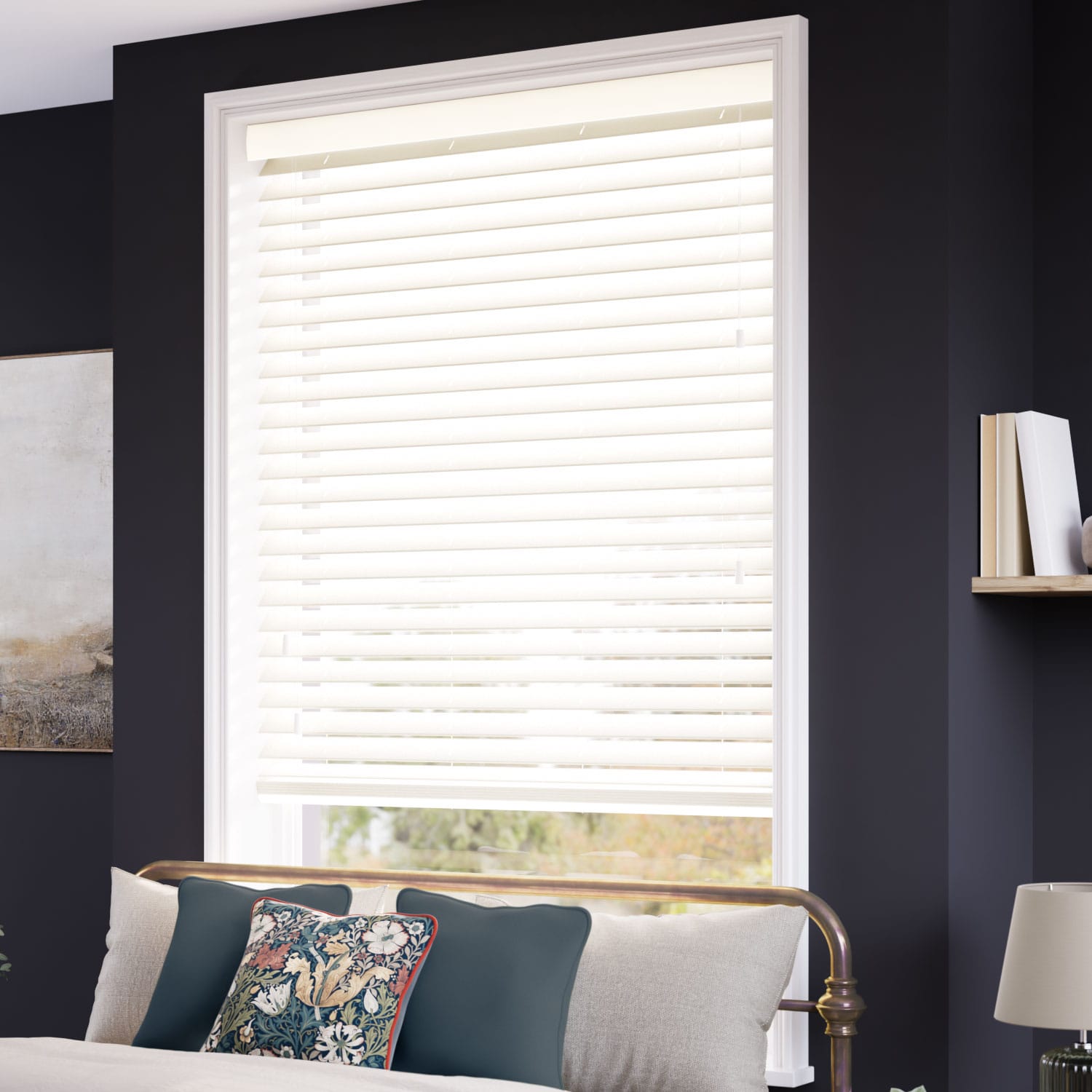 ColorizedZoom Buttermilk Faux Wood Blind - 50mm Slat