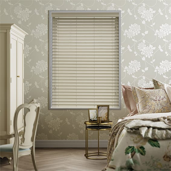 Colorized Limestone Suave Faux Wood Blind - 50mm Slat