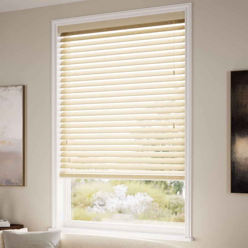 ColorizedZoom Cosmopolitan French Cream Wooden Blind - 50mm Slat