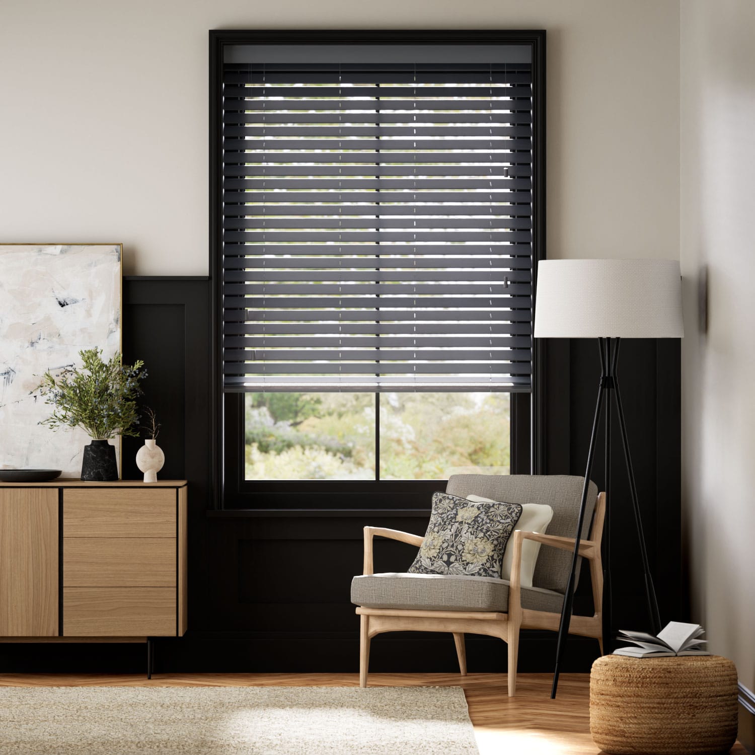 Colorized Cosmopolitan Anchor Grey Wooden Blind - 50mm Slat 3187